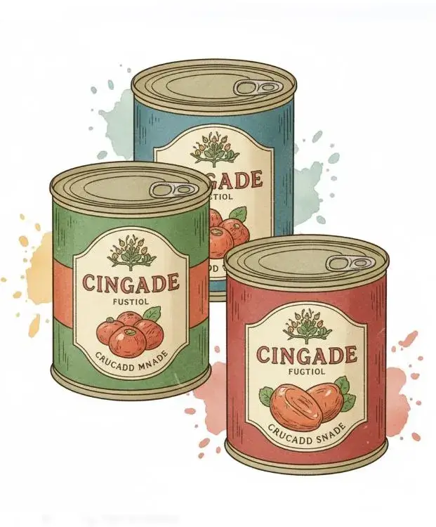 comida en lata, tres latas de salsa de tomate y tomates en conserva portada