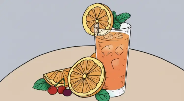 Qué es la jugoterapia dibujo de vaso con jugo sobre una mesa