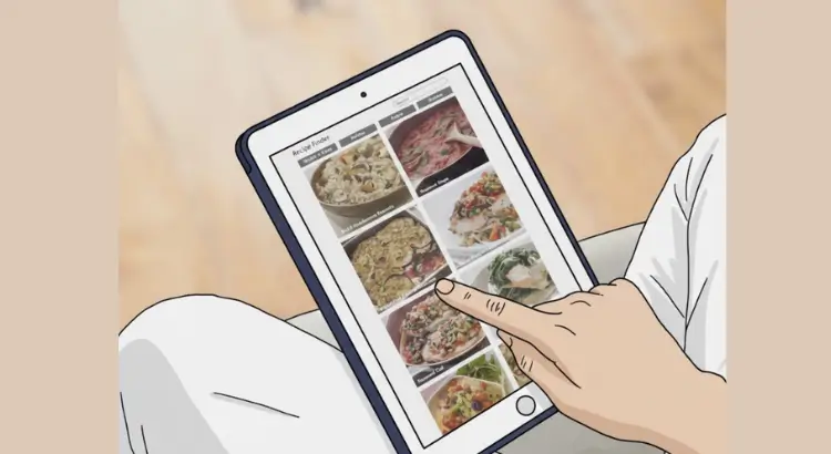 chef privado en Guadalajara tableta digital con mano poniendo una orden de compra