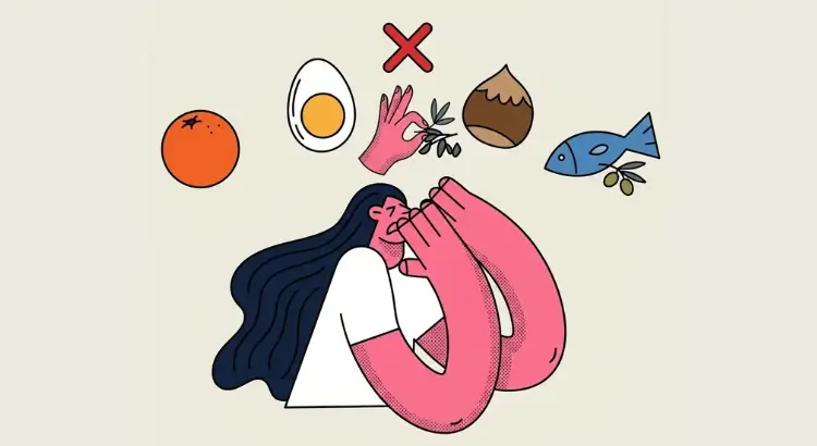 mujer con alergias a alimentos