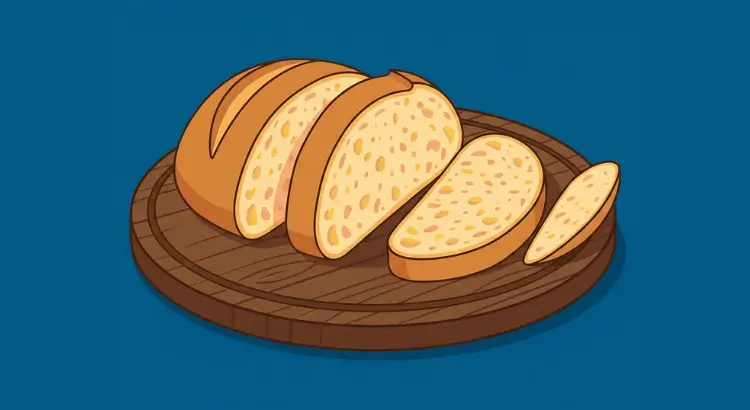 benefucuis reales del pan de masa madre hogaza cortada en rodaja con fonso azul