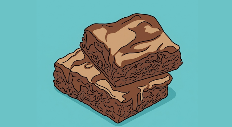 Receta brownie de chocolate portada con fondo azul