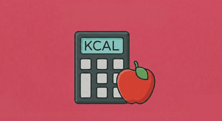Manzana con calculadora en portada de Cómo sacar las calorías de una receta