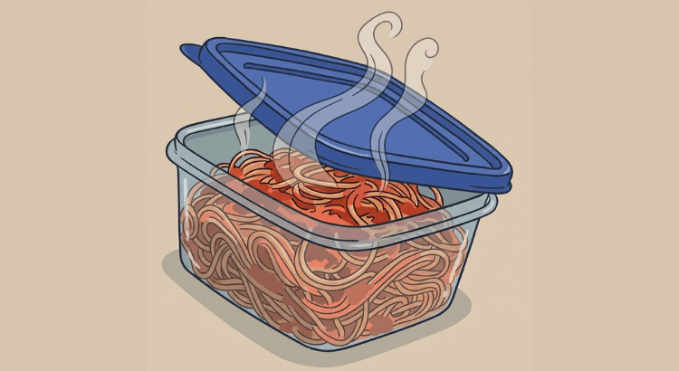 Químicos y toxinas en tu tupper roper con comida caliente dibujo portada